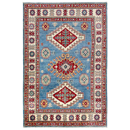 Kazak Rug Handmade Blue Medallion 3x5 ft