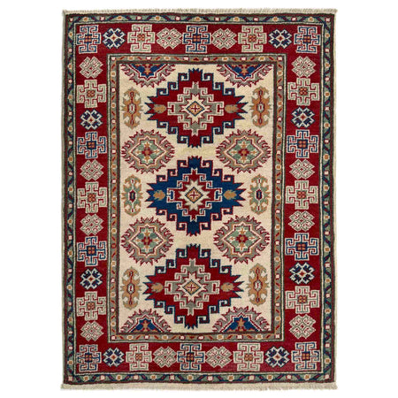 Kazak Rug Handmade Beige Medallion 2x4 ft