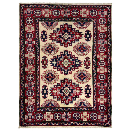 Kazak Rug Handmade Beige Medallion 2x4 ft