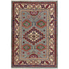 Kazak Rug Handmade Gray Medallion 2x4 ft
