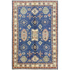 Kazak Rug Handmade Blue Medallion 4x6 ft