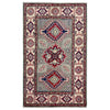 Kazak Rug Handmade Gray Medallion 2x4 ft