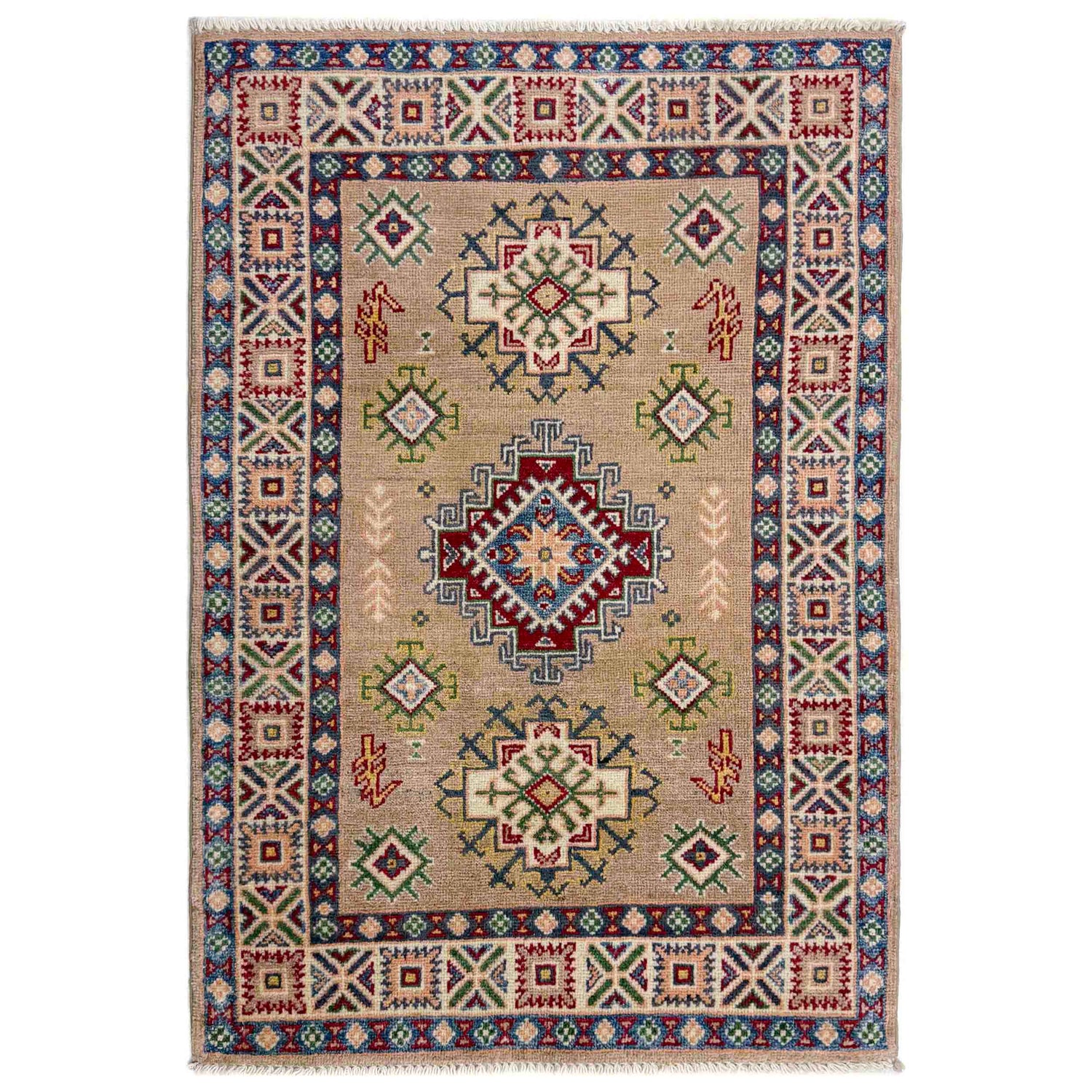 Kazak Rug Handmade Multi Medallion 2x4 ft