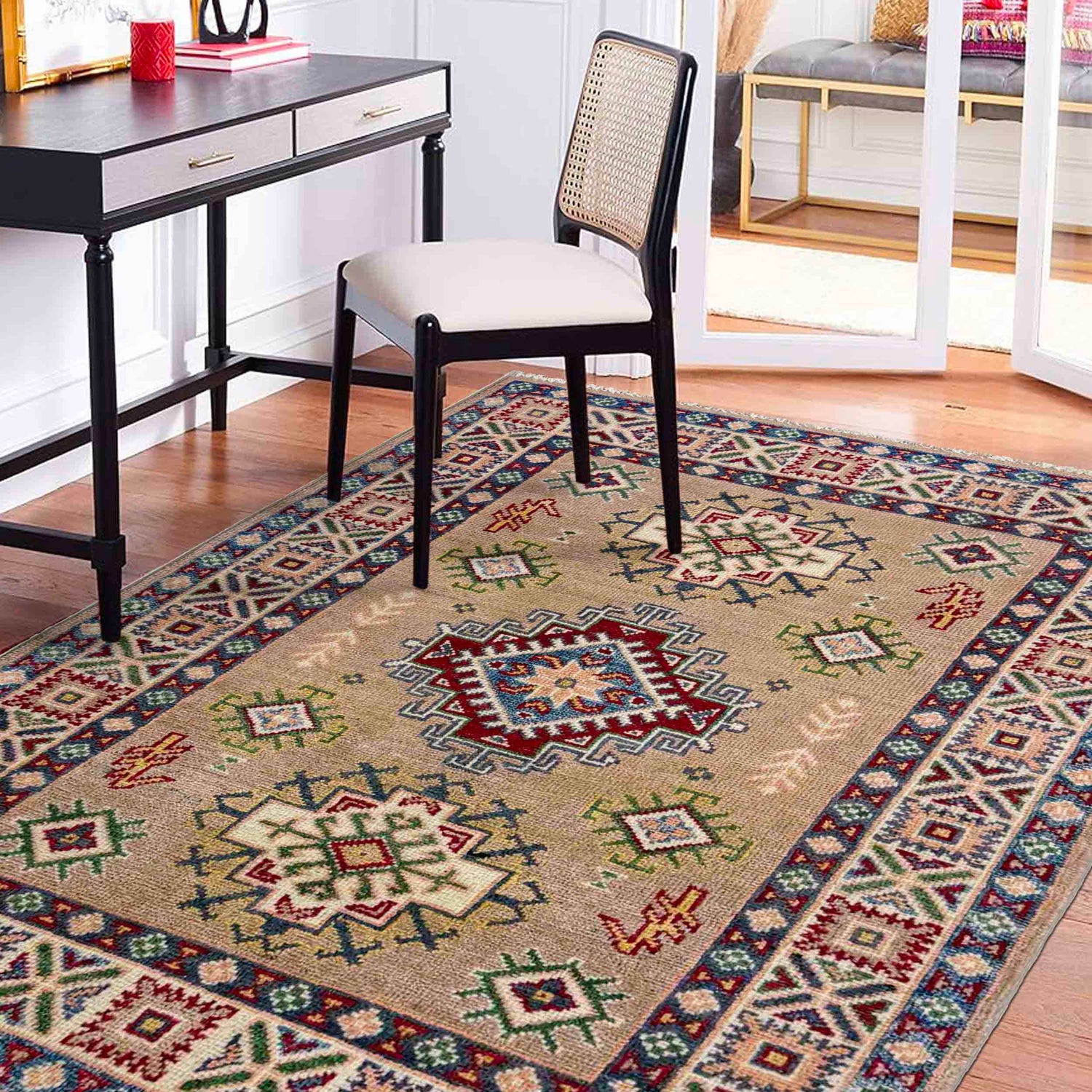 Kazak Rug Handmade Multi Medallion 2x4 ft