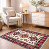Kazak Rug Handmade Beige Medallion 2x4 ft