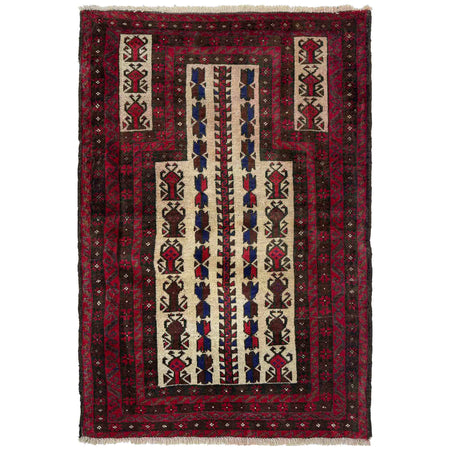 Baluchi Rug Handmade Multi Prayer Design 3x5 ft