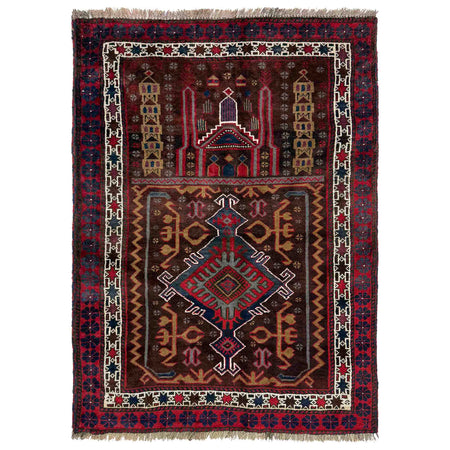 Baluchi Rug Handmade Multi Prayer Design 2x4 ft