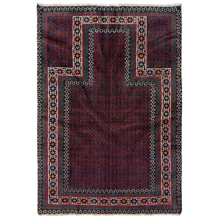 Baluchi Rug Handmade Red Prayer Design 3x5 ft