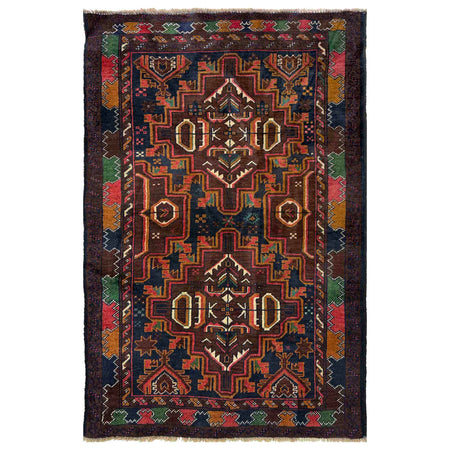 Baluchi Rug Handmade Multi Geometric 3x5 ft