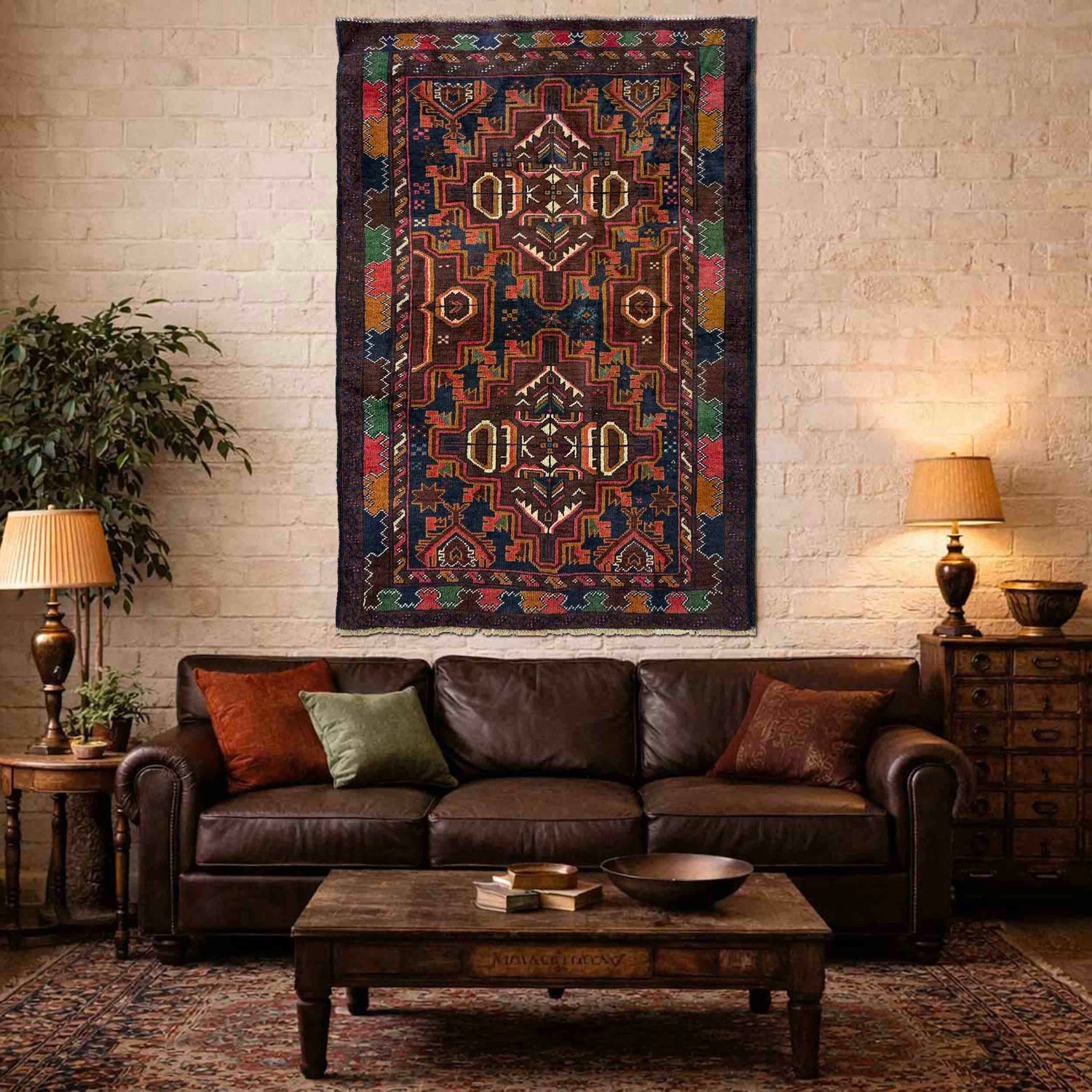 Baluchi Rug Handmade Multi Geometric 3x5 ft