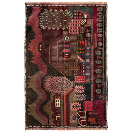 Pictorial Rug Handmade Multi Design