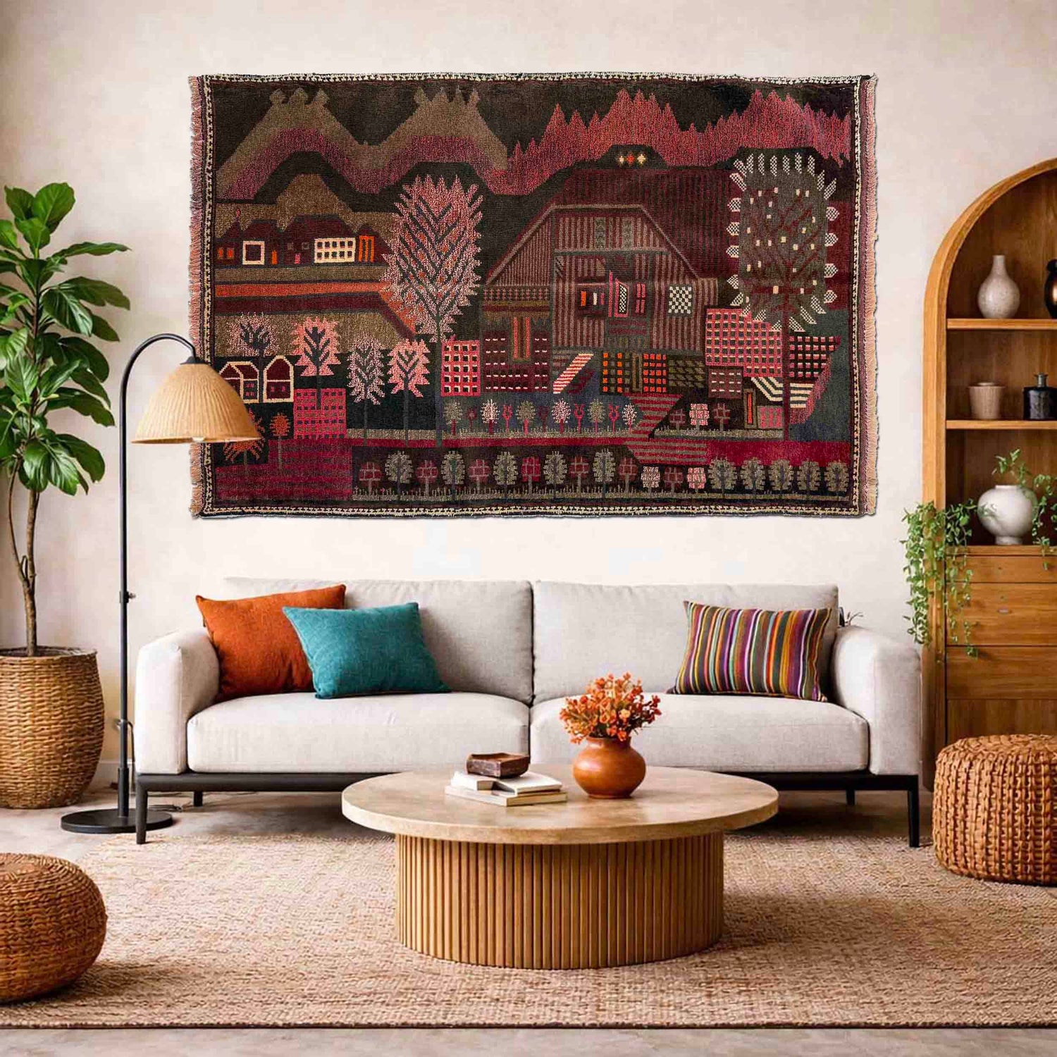 Pictorial Rug Handmade Multi Design