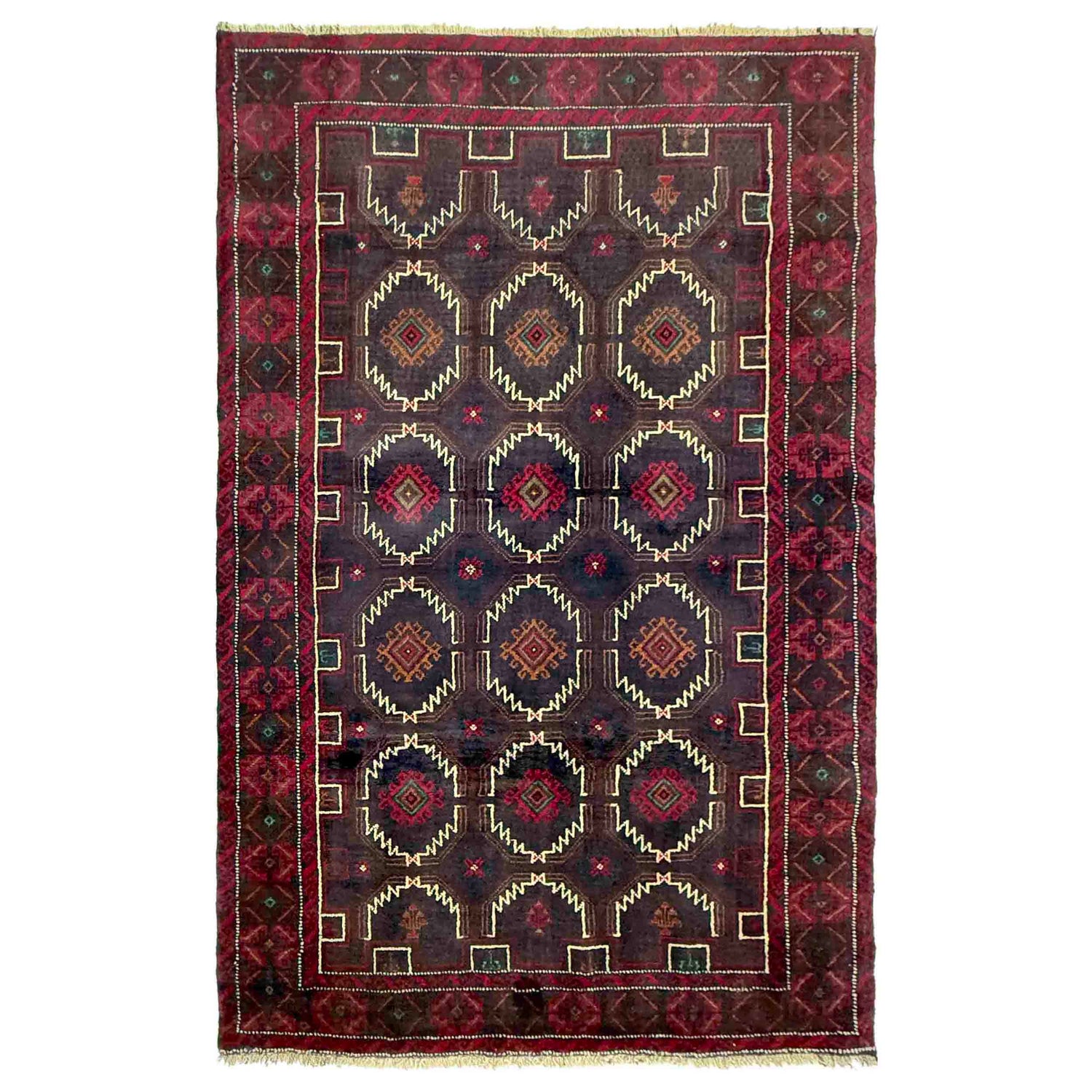 Baluchi Rug Handmade Multi Geometric 4x6 ft