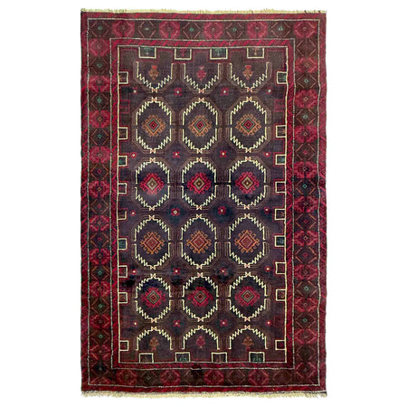 Baluchi Rug Handmade Multi Geometric 4x6 ft