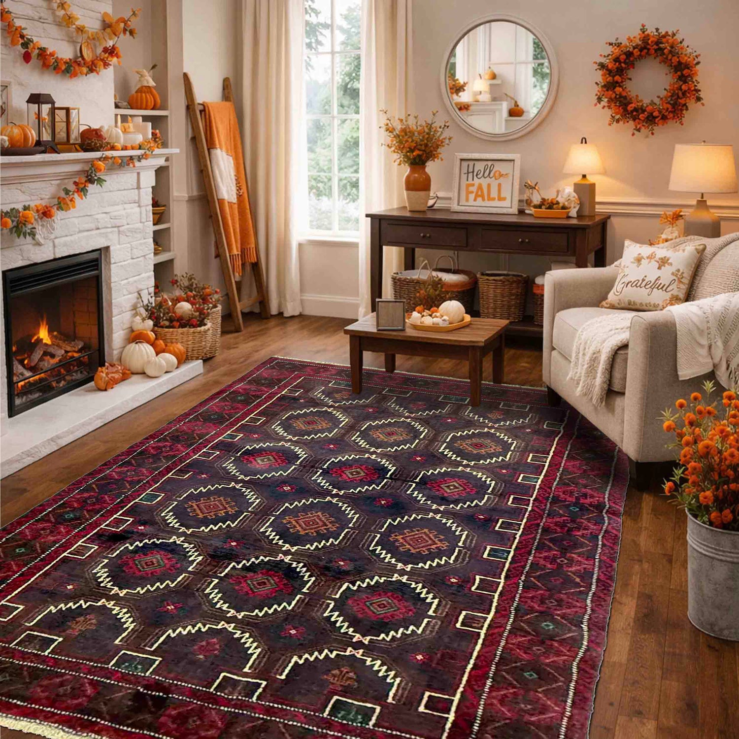 Baluchi Rug Handmade Multi Geometric 4x6 ft
