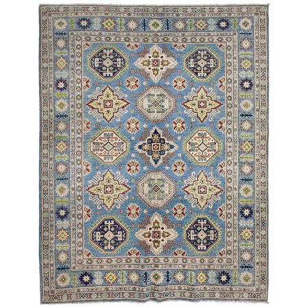 Kazak Rug Handmade Blue Medallion 4x7 ft