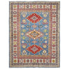 Kazak Rug Handmade Blue Medallion 4x7 ft