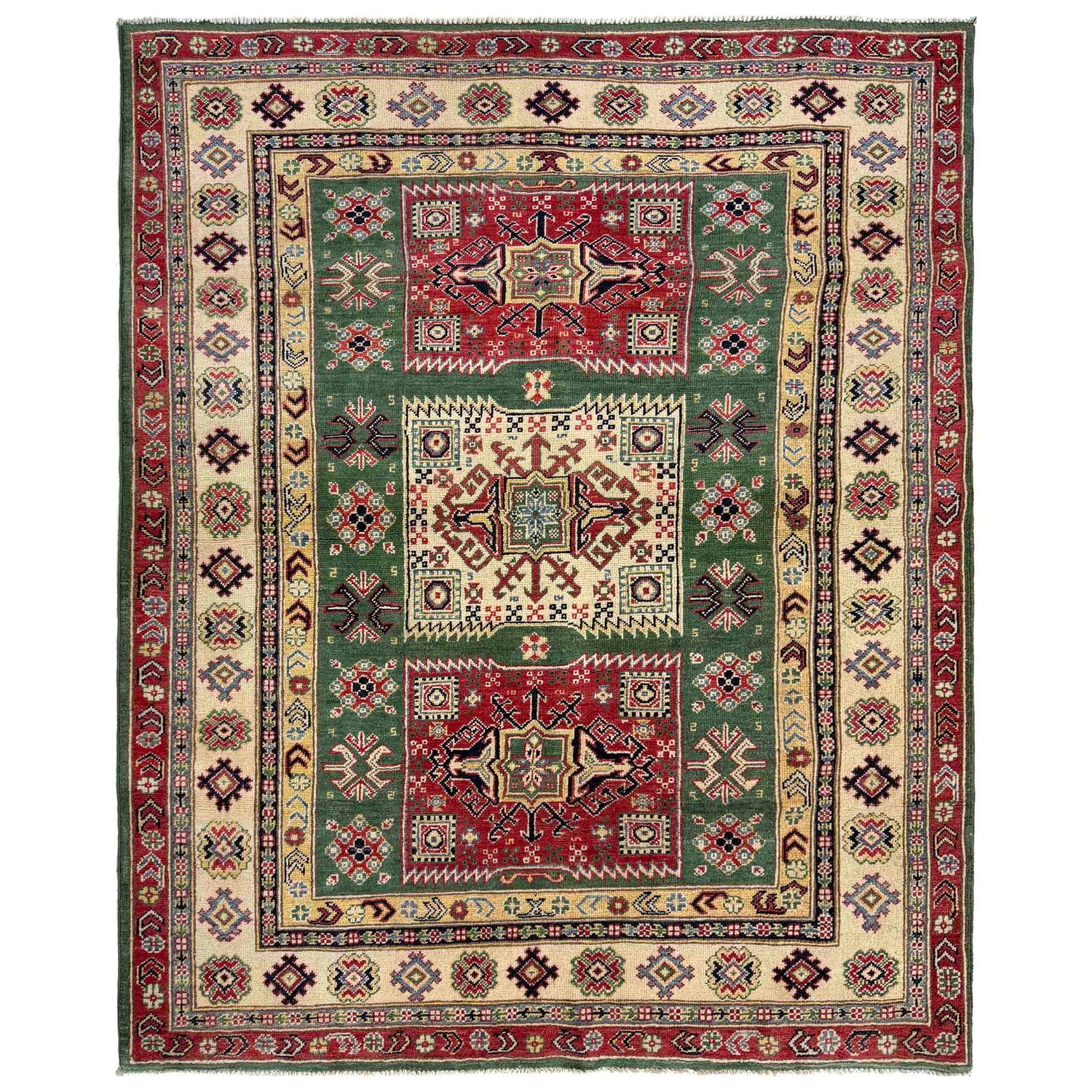 Kazak Rug Handmade Multi Medallion 4x7 ft