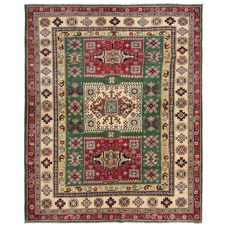 Kazak Rug Handmade Multi Medallion 4x7 ft