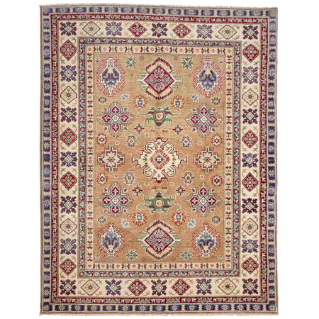 Kazak Rug Handmade Orange Medallion 4x7 ft
