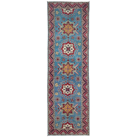 Kazak Rug Handmade Blue Medallion 10' Runner