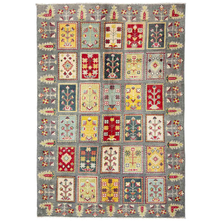 Bakhtiar Area Rug Handmade Gray Floral 4x6 ft