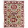 Kazak Rug Handmade Green Medallion 3x5 ft