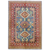 Kazak Rug Handmade Blue Medallion 4x6 ft