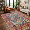 Kazak Rug Handmade Blue Medallion 4x6 ft