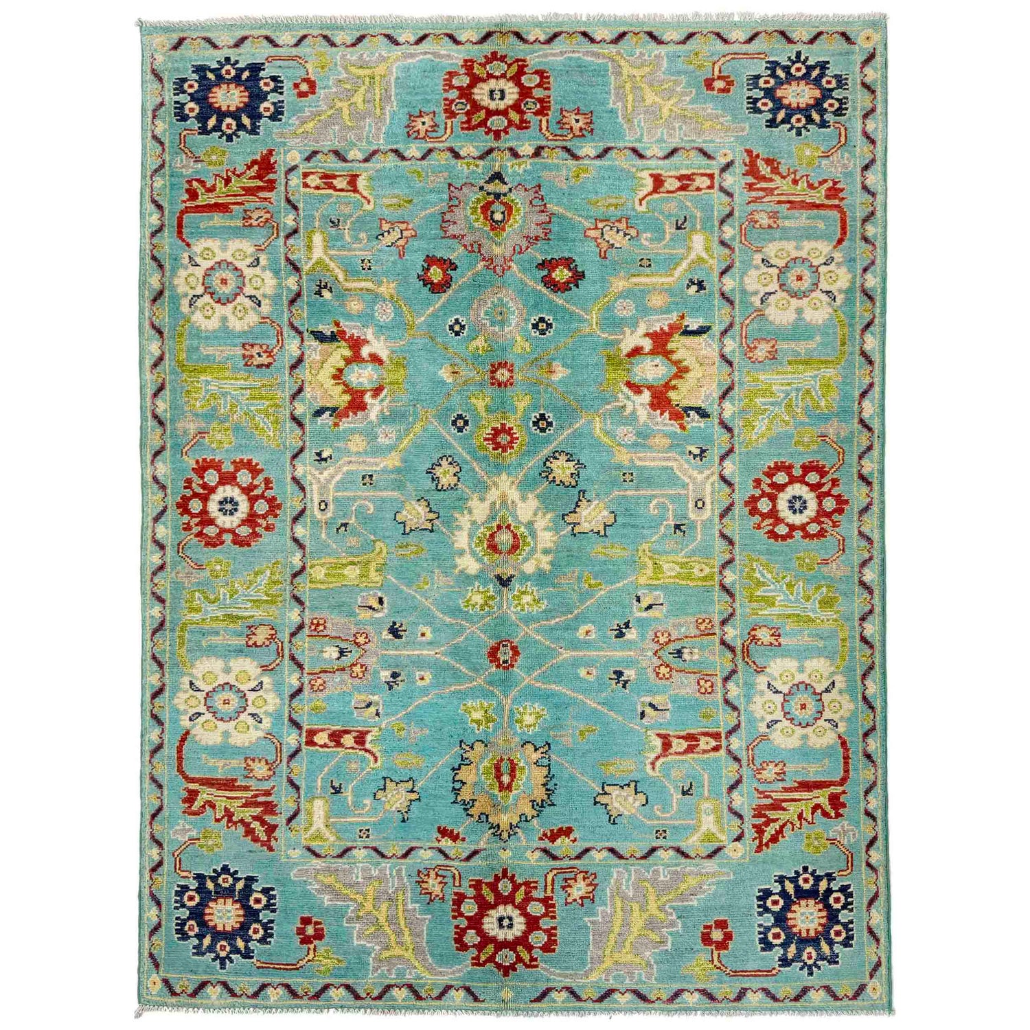 Sultani Area Rug Handmade Blue Floral 4x6 ft