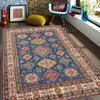 Kazak Rug Handmade Blue Medallion 4x7 ft