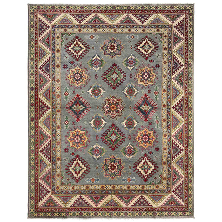 Kazak Rug Handmade Gray Medallion 4x7 ft