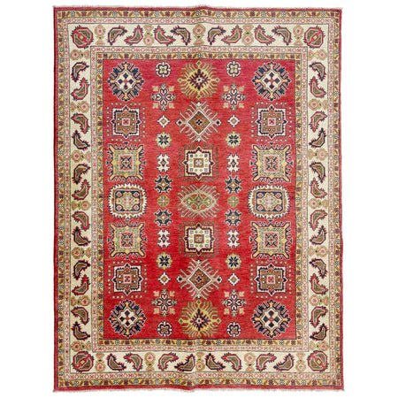 Kazak Rug Handmade Red Medallion 4x7 ft