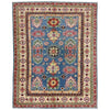 Kazak Rug Handmade Blue Medallion 4x6 ft