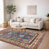 Kazak Rug Handmade Blue Medallion 4x6 ft
