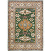 Kazak Rug Handmade Green Medallion 4x6 ft