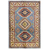 Kazak Rug Handmade Blue Medallion 4x6 ft
