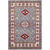 Kazak Rug Handmade Gray Medallion 4x6 ft