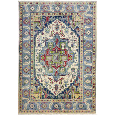 Heriz Area Rug Handmade Multi Medallion 4x6 ft
