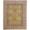 Kazak Rug Handmade Green Medallion 4x7 ft