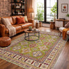 Kazak Rug Handmade Green Medallion 4x7 ft