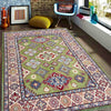 Kazak Rug Handmade Green Medallion 4x7 ft