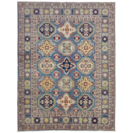 Kazak Rug Handmade Blue Medallion 4x7 ft