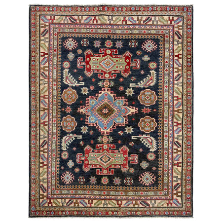 Kazak Rug Handmade Multi Medallion 4x7 ft