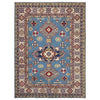 Kazak Rug Handmade Blue Medallion 5x8 ft