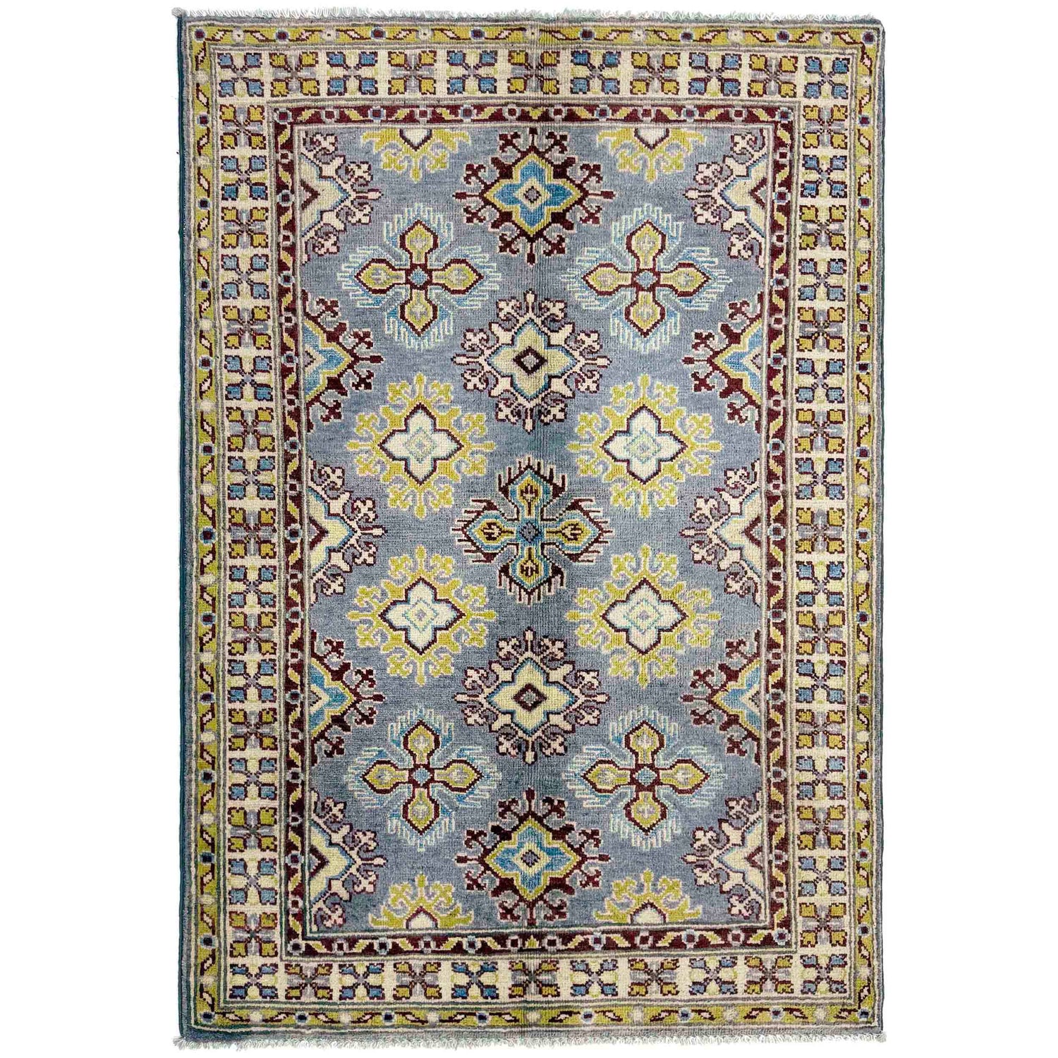 Kazak Rug Handmade Blue Medallion 3x5 ft