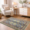 Kazak Rug Handmade Blue Medallion 3x5 ft