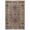Kazak Rug Handmade Gray Medallion 4x6 ft