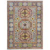 Kazak Rug Handmade Gray Medallion 4x6 ft