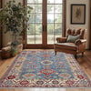Kazak Rug Handmade Blue Medallion 5x8 ft